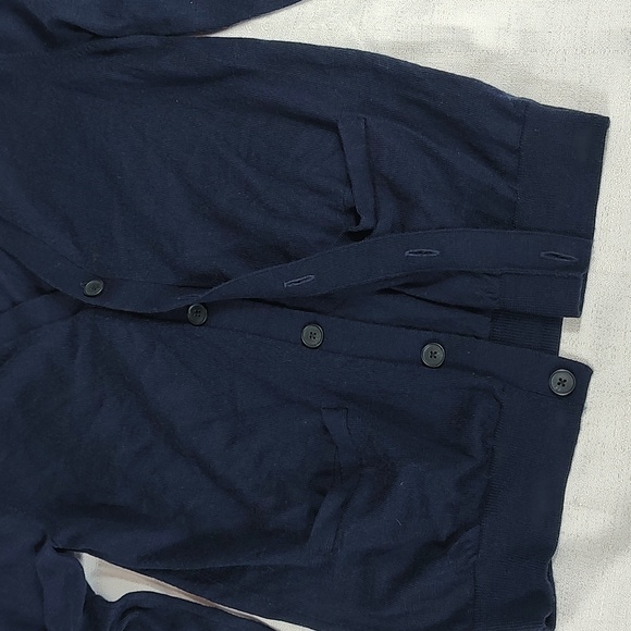 Goodthreads Navy Blue Button Up Cardigan Kimono 100% Merino Wool Size Small - Picture 4 of 7